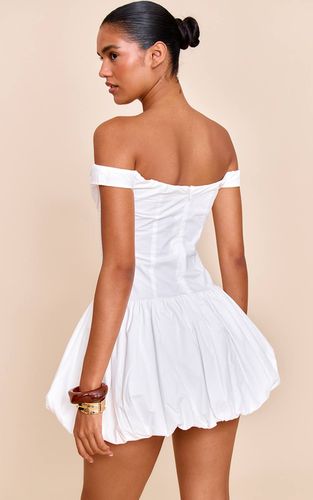 White Robe Mini Bouffante À Épaules Dénudées | Taille 42 - PrettyLittleThing - Modalova