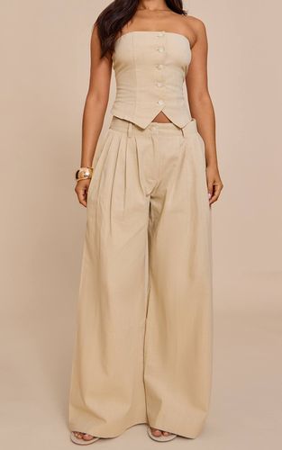 Natural Stone Pantalon Large Effet Lin Petite Taille Avec Ensemble Coordonné | Taille 42 - PrettyLittleThing - Modalova