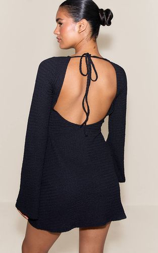 Black Robe Droite À Manches Longues Col Bateau Texturée | Taille 42 - PrettyLittleThing - Modalova