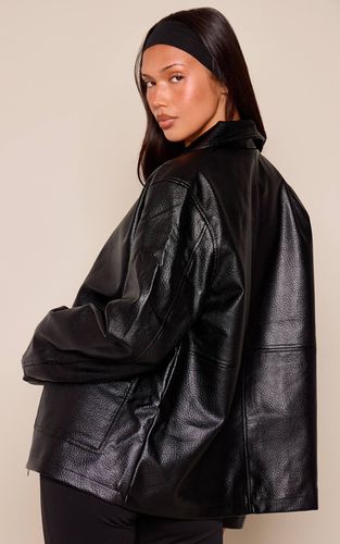 Black Veste Oversize En Synthétiquecuir | Taille XS - PrettyLittleThing - Modalova