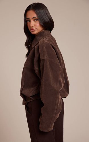 Brown Veste Zippée Oversize En Synthétique Petite | Taille XS - PrettyLittleThing - Modalova