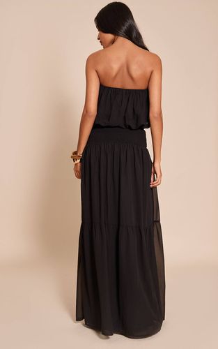 Black Robe Maxi Longue En Mousseline À Bustier Avec Taille Froncée | Taille 32 - PrettyLittleThing - Modalova