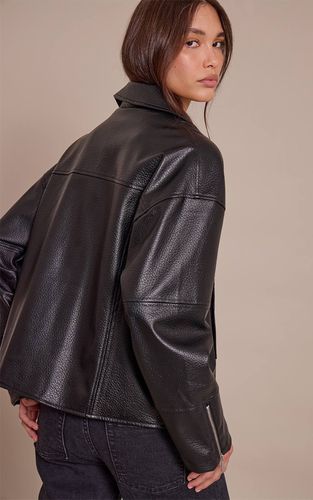 Black Veste De Motard Oversize En Synthétique | Taille XS - PrettyLittleThing - Modalova