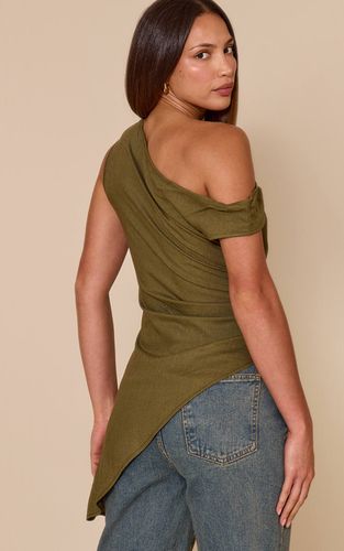 Khaki Haut Asymétrique Tissé Léger À Une Épaule Tall | Taille 32 - PrettyLittleThing - Modalova