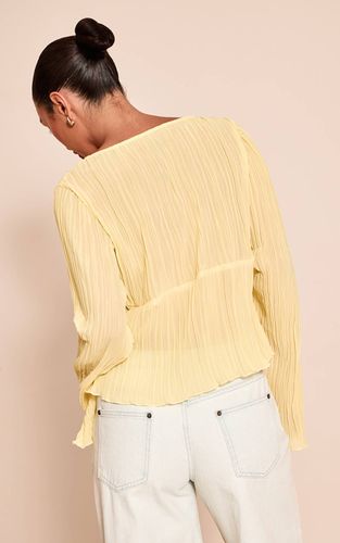 Lemon Chemisier En Plissé Transparent Avec Nœud Devant Et Manches Évasées | Taille 36 - PrettyLittleThing - Modalova