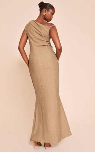 Khaki Robe Longue Texturée Asymétrique À Une Épaule | Taille 32 - PrettyLittleThing - Modalova