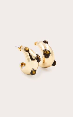 Brown Boucles D'oreilles Créoles À Clous Dôme En Résine - PrettyLittleThing - Modalova