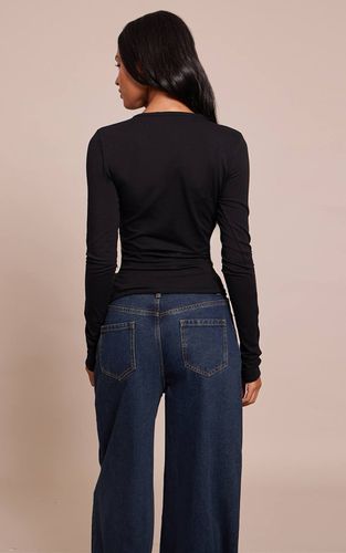 Black Haut À Manches Longues En Coton Col Rond Tall | Taille 34 - PrettyLittleThing - Modalova