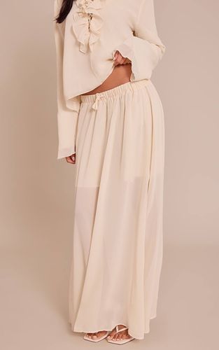 Cream Jupe Longue Fluide En Mousseline Avec Cordon De Serrage | Taille 42 - PrettyLittleThing - Modalova