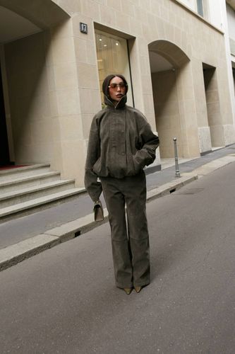 Khaki Pantalon Droit En Synthétique | Taille 42 - PrettyLittleThing - Modalova