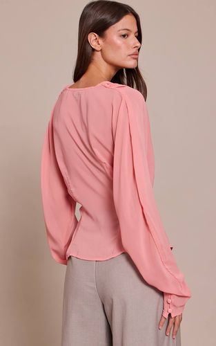 Peach Chemisier En Mousseline À Col Drapé Et Manches Longues | Taille 34 - PrettyLittleThing - Modalova