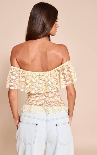 Lemon Haut Long À Détail Drapé Volants En Dentelle Texturée | Taille 38 - PrettyLittleThing - Modalova