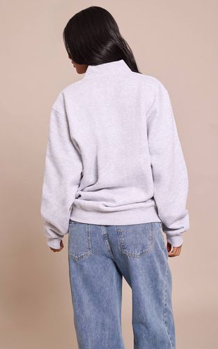 Ash Grey Sweat-shirt Grand Col Cheminée Avec Zip | Taille XS - PrettyLittleThing - Modalova