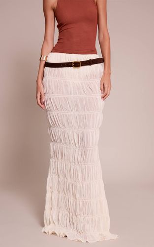 Cream Jupe Longue Étagée Transparente Avec Ceinture | Taille 42 - PrettyLittleThing - Modalova