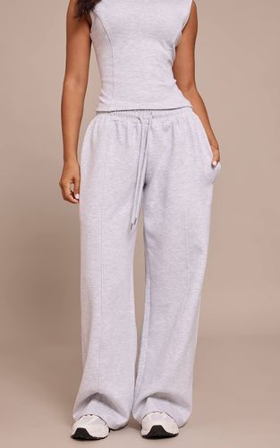 Ash Grey Jogging Petite Taille À Jambes Larges Avec Cordon De Serrage En Jersey Interlock | Taille XS - PrettyLittleThing - Modalova