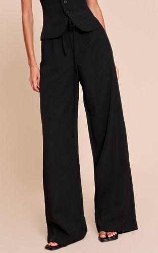 Black Pantalon Large Tissé Ajusté Avec Détail Nœud À La Taille | Taille 32 - PrettyLittleThing - Modalova