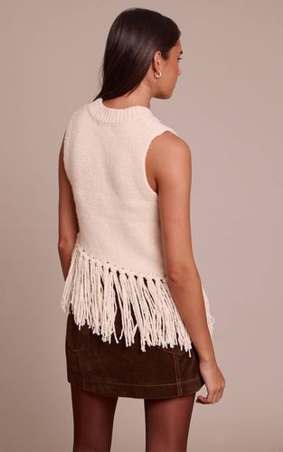 Cream Synthétiquell Sans Manches À Détails Franges | Taille XS - PrettyLittleThing - Modalova