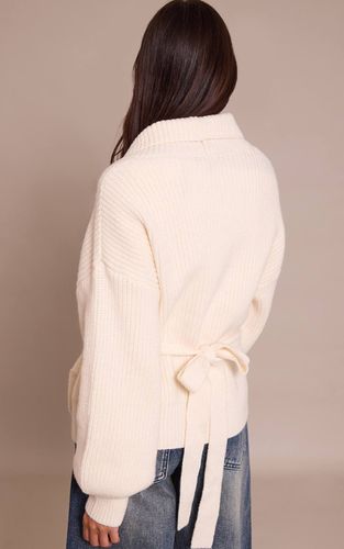 Cream Cardigan Cache-cœur En Grosse Maille Côtelée | Taille Large - PrettyLittleThing - Modalova