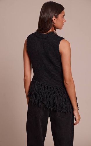 Black Synthétiquell Sans Manches À Détails Franges | Taille XS - PrettyLittleThing - Modalova