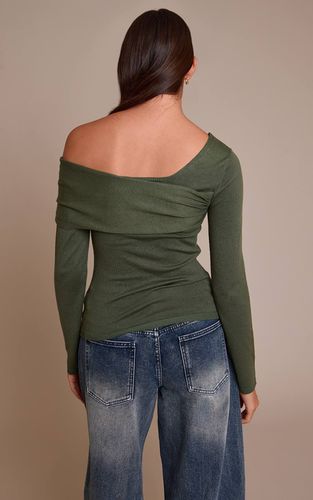 Olive Haut Tricoté Asymétrique À Épaule Dénudée Et Manches Longues | Taille XS - PrettyLittleThing - Modalova