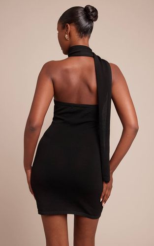 Black Robe Mini Tricotée À Détail Foulard | Taille XS - PrettyLittleThing - Modalova