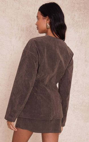 Khaki Ensemble Blazer Sans Col En Synthétique À Manches Cocon | Taille 42 - PrettyLittleThing - Modalova