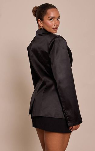 Black Blazer Ajusté En Satin Shape | Taille 36 - PrettyLittleThing - Modalova