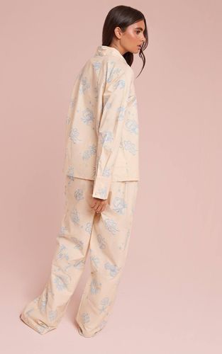 Pyjama Large À Boutons Imprimé Bleu | Taille 42 - PrettyLittleThing - Modalova