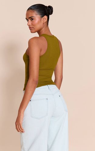 Olive Débardeur Côtelé Doux À Encolure Nageur | Taille 34 - PrettyLittleThing - Modalova