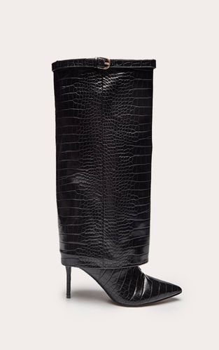 Botte Haute À Talon Effet Synthétique Avec Revers | Taille 38 - PrettyLittleThing - Modalova