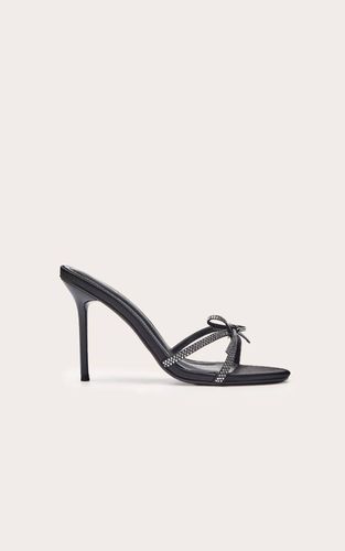Black Mule À Détail Nœud Orné De Strass Thermocollants | Taille 36 - PrettyLittleThing - Modalova