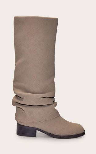 Stone Botte Haute À Talon Bloc En Daim Froncé | Taille 36 - PrettyLittleThing - Modalova