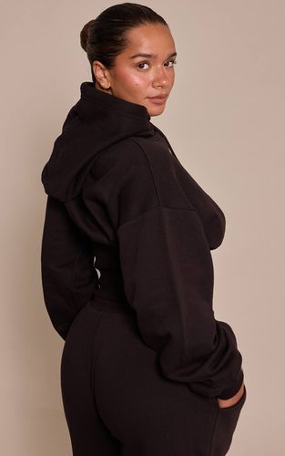 Black Hoodie Crop En Molleton Taille Froncée Shape | Taille 42 - PrettyLittleThing - Modalova