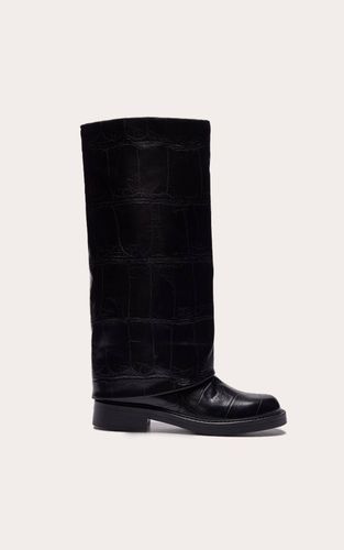 Black Botte Haute À Revers En Daim | Taille 38 - PrettyLittleThing - Modalova