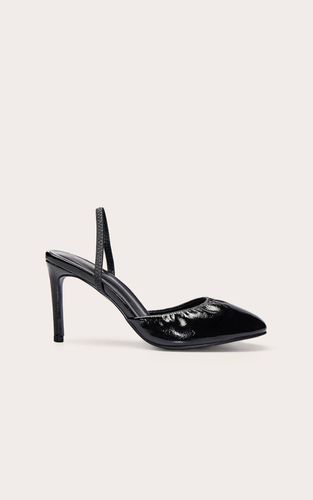 Black Escarpin Slingback Bout Rond En SYNTHÉTIQUE Plissé | Taille 36 - PrettyLittleThing - Modalova