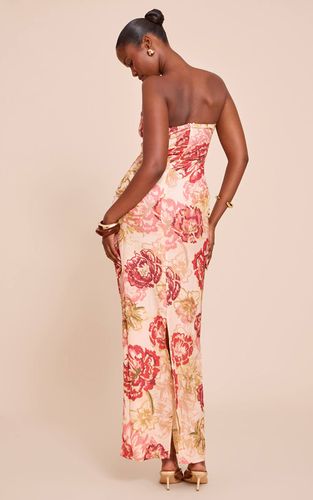 Multi Robe Longue Bustier En Mousseline À Imprimé Fleuri | Taille 44 - PrettyLittleThing - Modalova