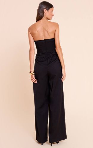 Black Combinaison Jambe Droite Bandeau Tissée Avec Détail Ceinture | Taille 32 - PrettyLittleThing - Modalova
