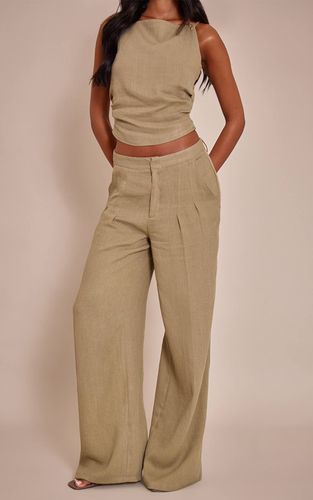 Green Ensemble Coordonné Pantalon Plissé Texturé Sauge Tall | Taille 40 - PrettyLittleThing - Modalova