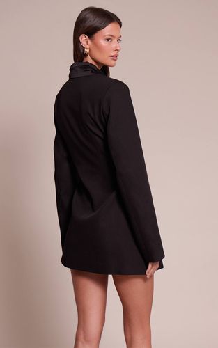 Black Robe Blazer Tissée À Détail Plissé | Taille 32 - PrettyLittleThing - Modalova