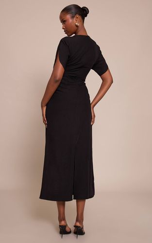 Black Robe Maxi Ajustée Tissée À Manches Courtes | Taille 42 - PrettyLittleThing - Modalova