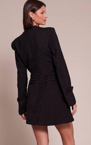 Black Robe Blazer Tissée À Col En V | Taille 42 - PrettyLittleThing - Modalova