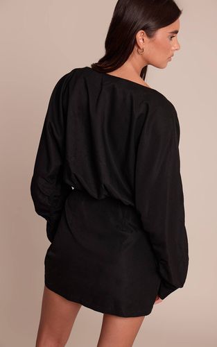 Black Robe Moulante En Popeline De Coton Chocolat | Taille 32 - PrettyLittleThing - Modalova
