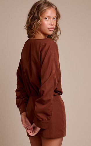 Brown Robe Moulante En Popeline De Coton Chocolat | Taille 32 - PrettyLittleThing - Modalova
