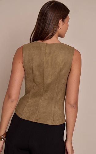 Khaki Gilet En Synthétique Avec Détails À Boutons-pression | Taille 42 - PrettyLittleThing - Modalova