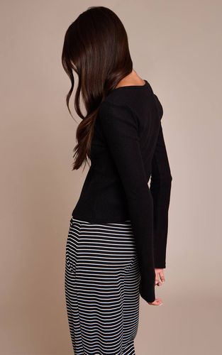 Black Haut Long Asymétrique Côtelé Brossé Épais À Boutons | Taille 42 - PrettyLittleThing - Modalova