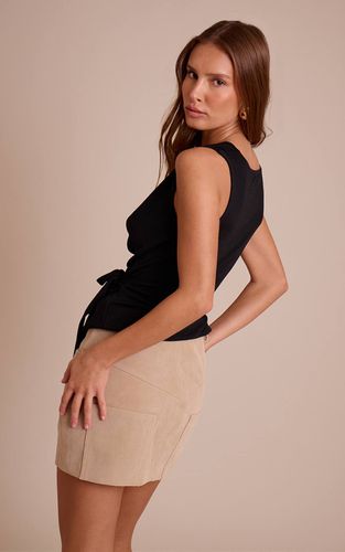 Black Haut Long Beige En Mesh Dévoré Avec Col Bénitier Et Détail Ceinture Nouée À La Taille | Taille 32 - PrettyLittleThing - Modalova