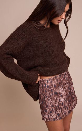 Brown Mini-jupe Taille Haute Évasée En Tissu Tissé | Taille 42 - PrettyLittleThing - Modalova