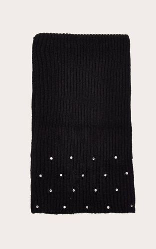 Black Écharpe Côtelée À Strass - PrettyLittleThing - Modalova