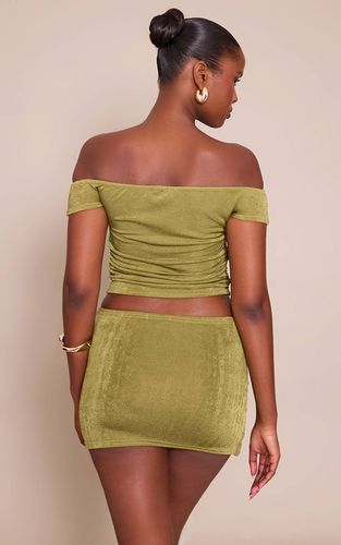 Olive Haut Texturé Bardot | Taille 42 - PrettyLittleThing - Modalova