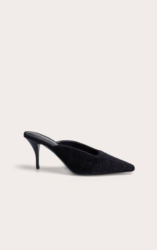 Washed Black Mules À Bout Carré Ciselé En Poil De Poney | Taille 38 - PrettyLittleThing - Modalova